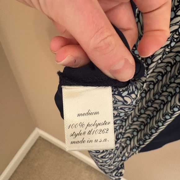 Francescas Women's M Blue Geometric Sleeveless High Neck Blouse Casual - Picture 5 of 5